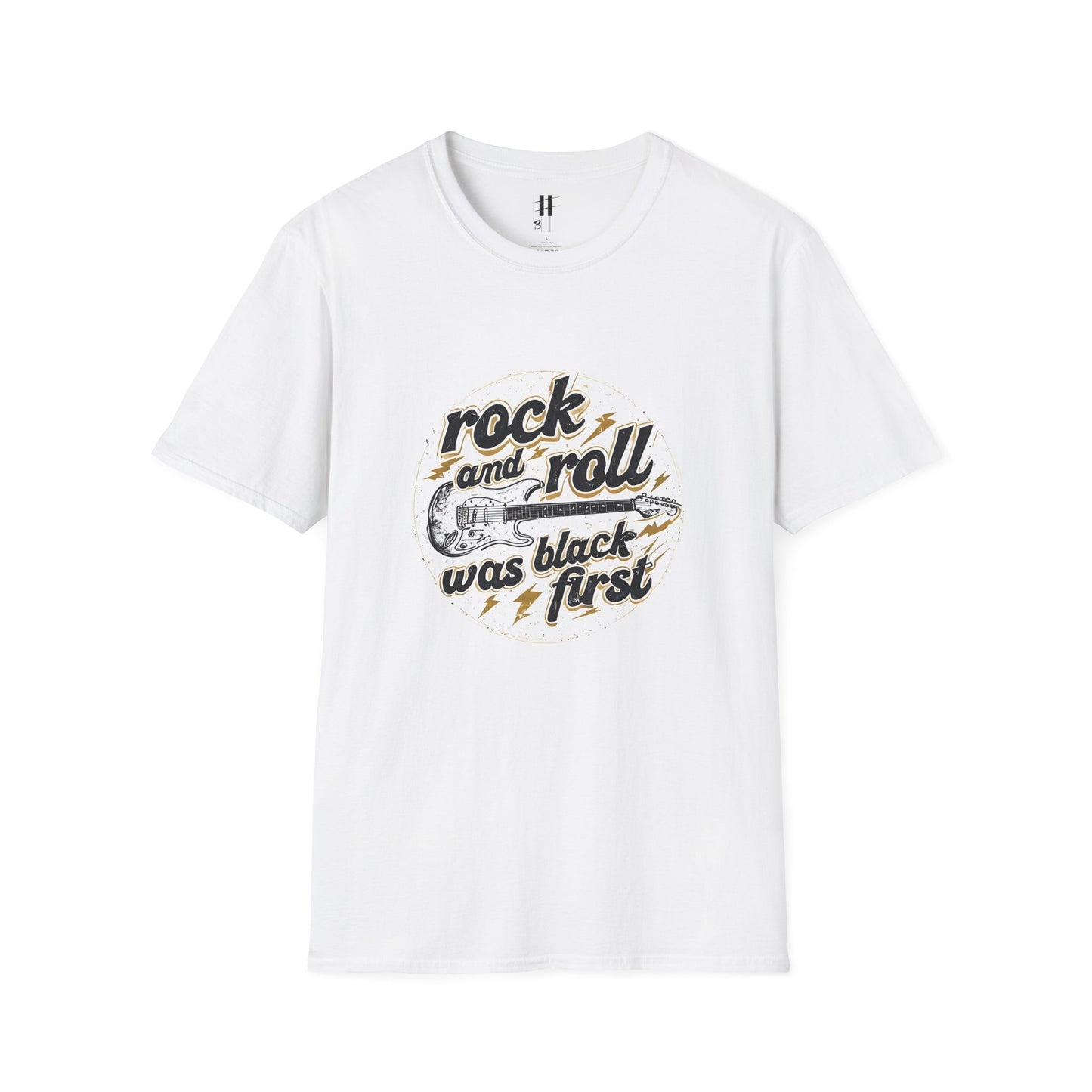 Rock and Roll Unisex Softstyle T-Shirt - Vintage Guitar Design
