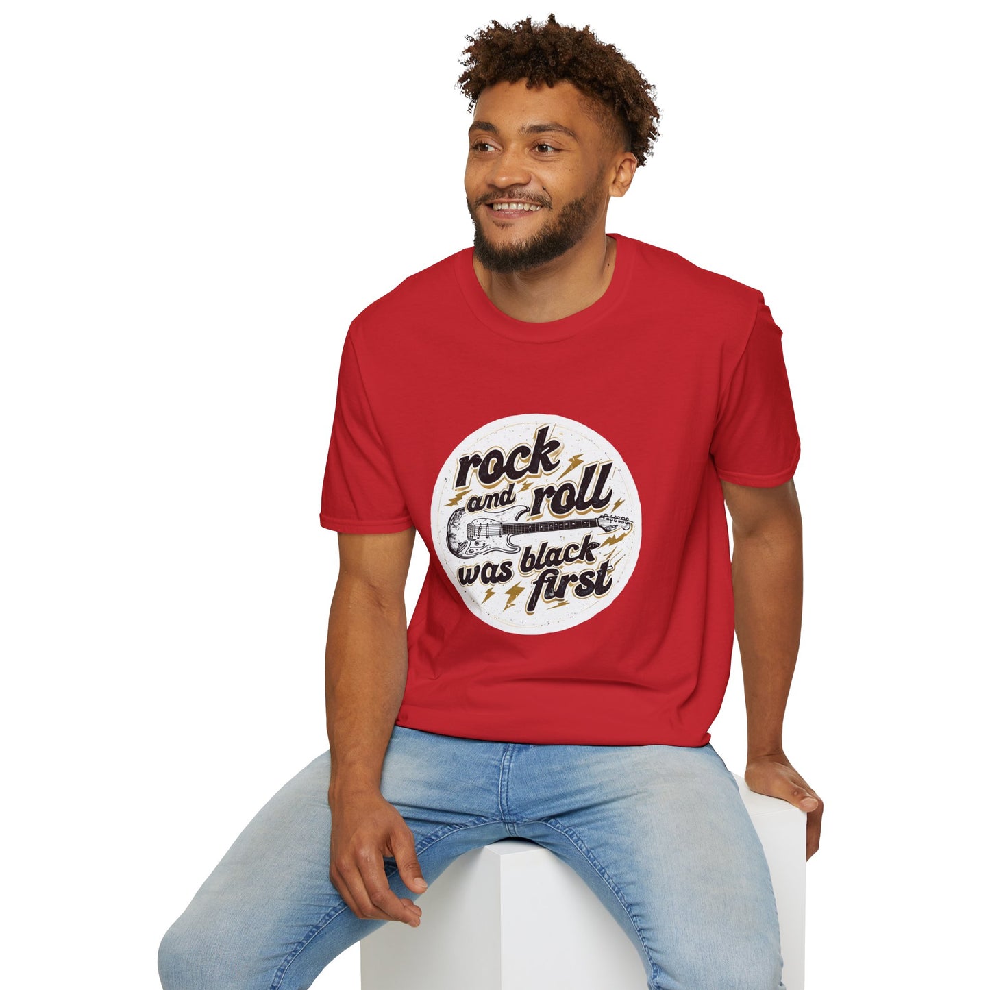 Rock and Roll Unisex Softstyle T-Shirt - Vintage Guitar Design