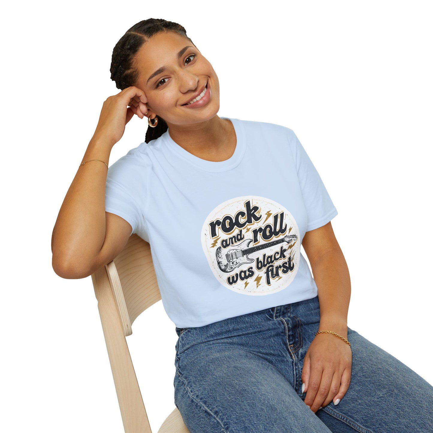Rock and Roll Unisex Softstyle T-Shirt - Vintage Guitar Design