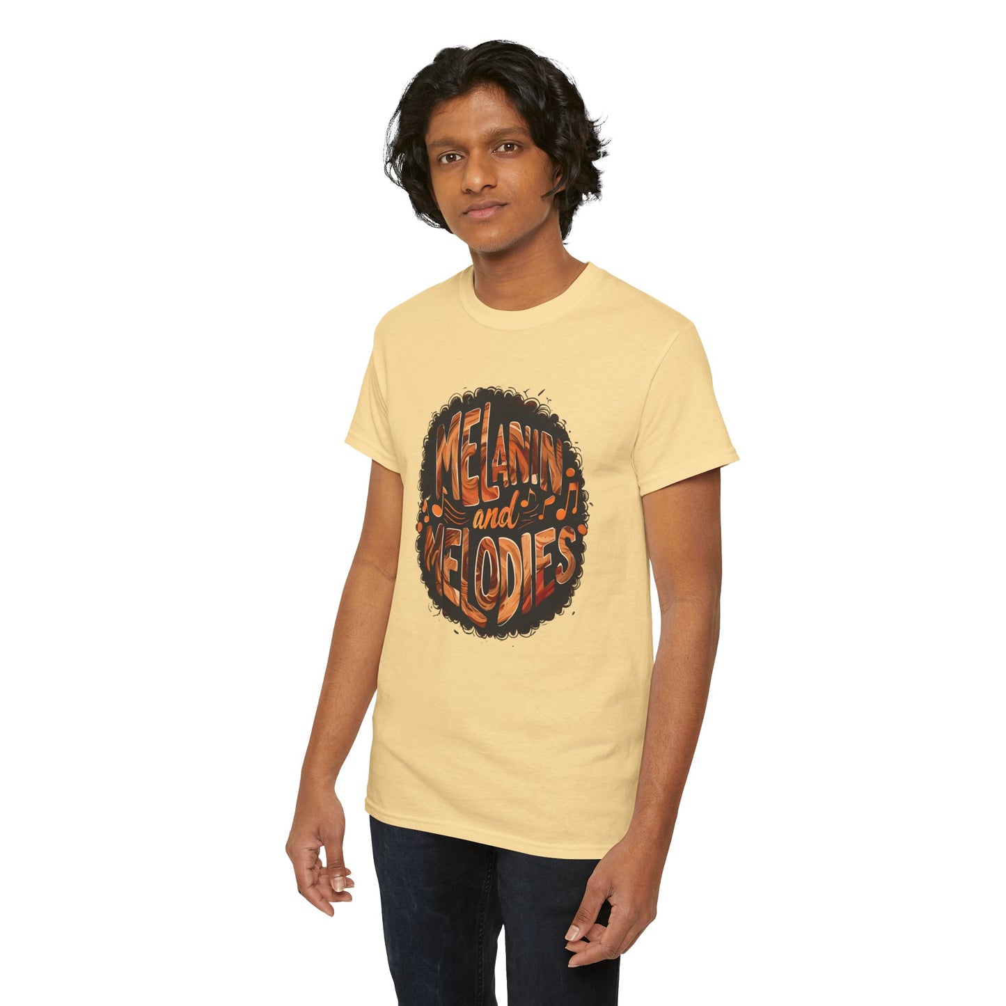 Melanin and Melodies Unisex Heavy Cotton Tee | Comfortable Music Vibe Shirt