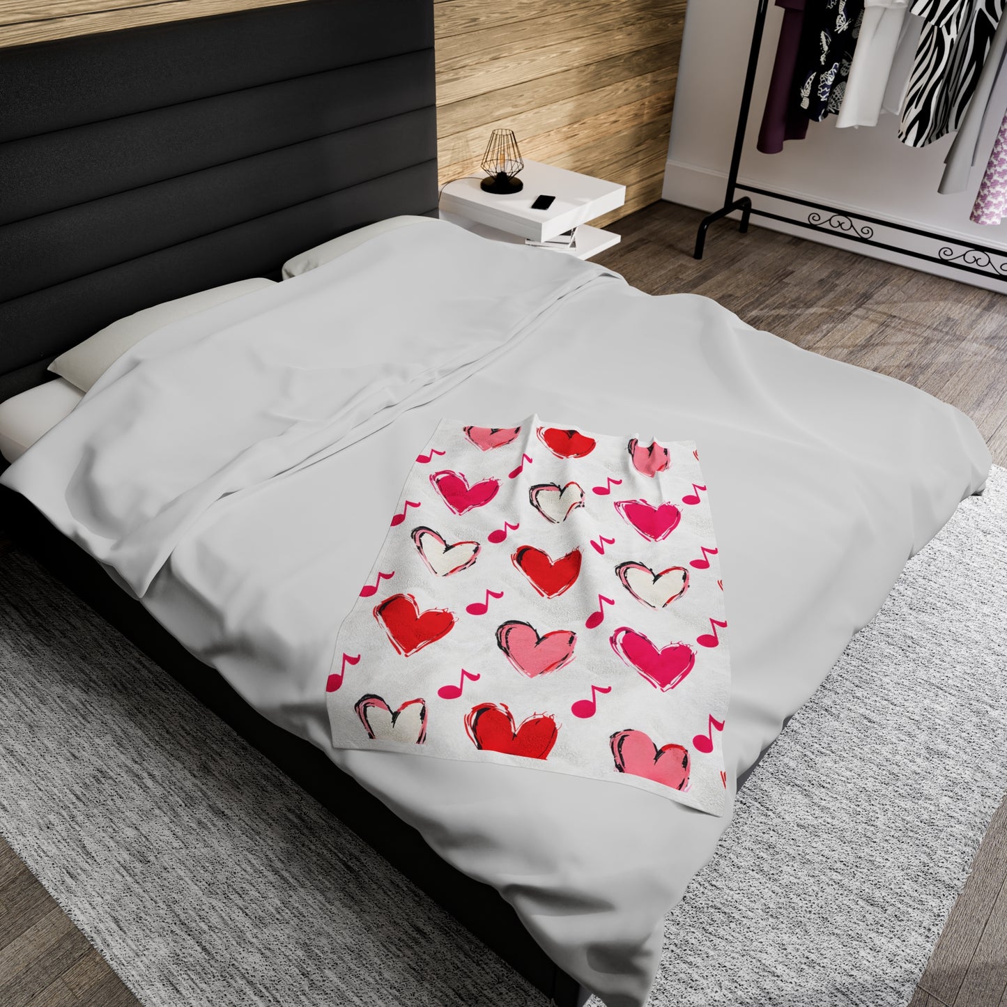 "Love and Music" Velveteen Plush Blanket
