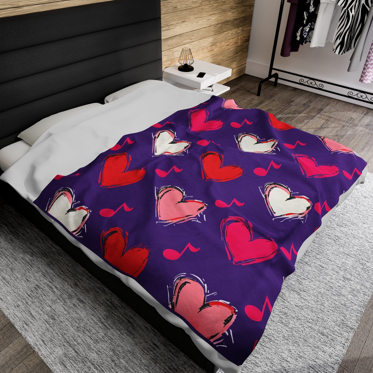 "Love and Music" Velveteen Plush Blanket