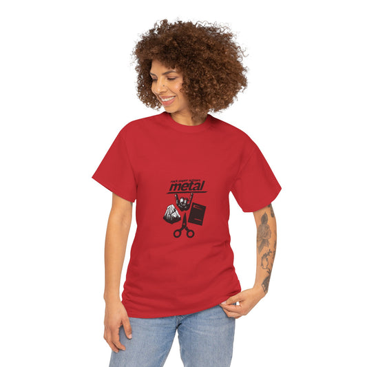 "Rock, Paper, Scissors, METAL" Unisex Heavy Cotton Tee