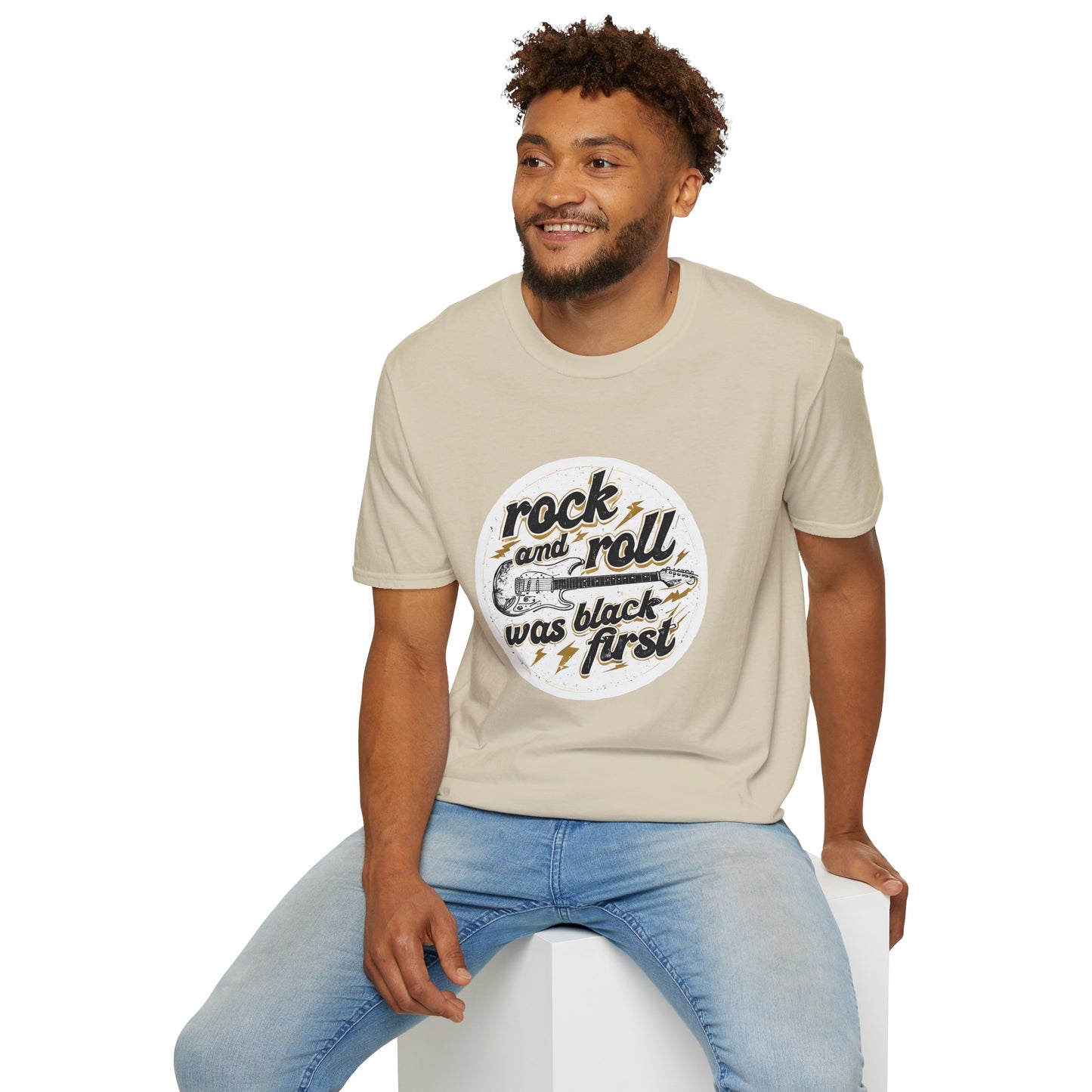 Rock and Roll Unisex Softstyle T-Shirt - Vintage Guitar Design