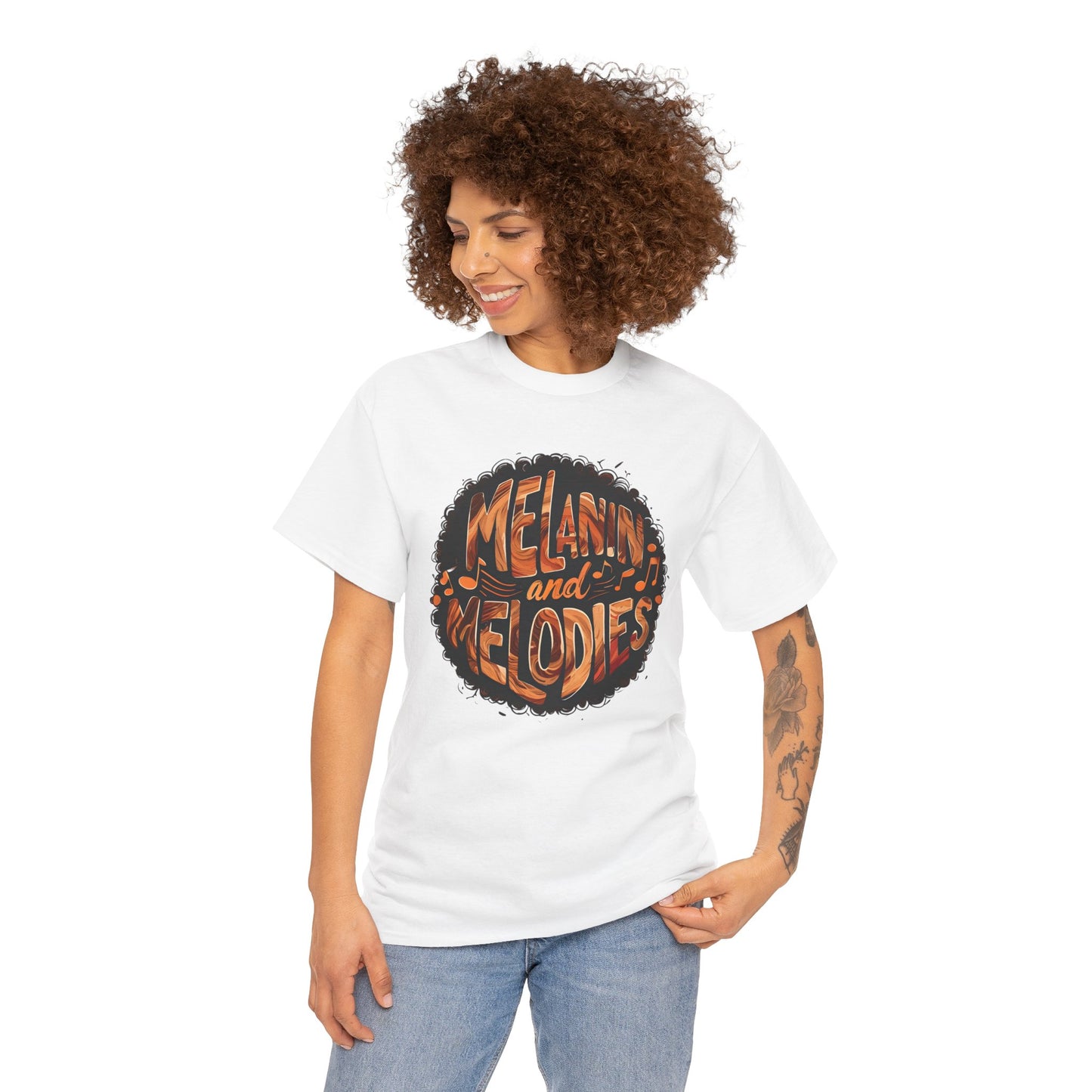 Melanin and Melodies Unisex Heavy Cotton Tee | Comfortable Music Vibe Shirt