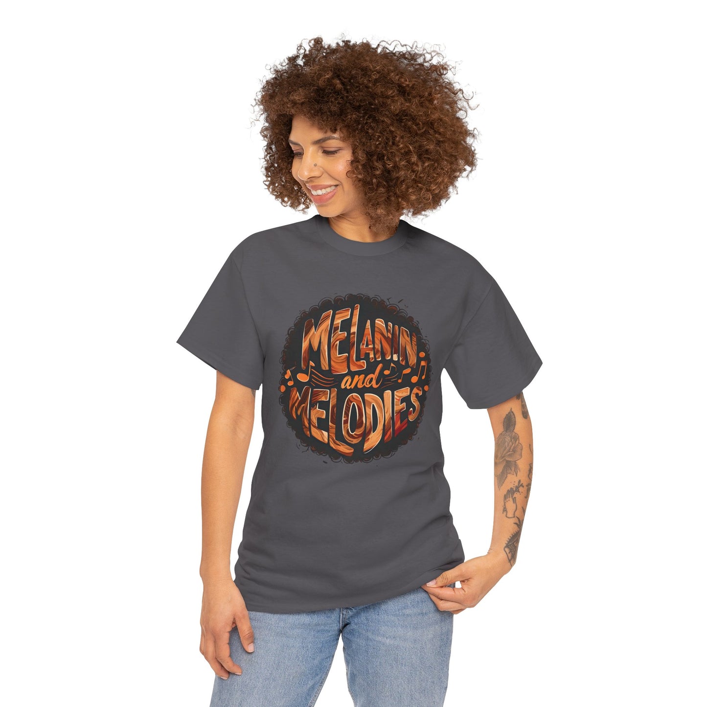 Melanin and Melodies Unisex Heavy Cotton Tee | Comfortable Music Vibe Shirt