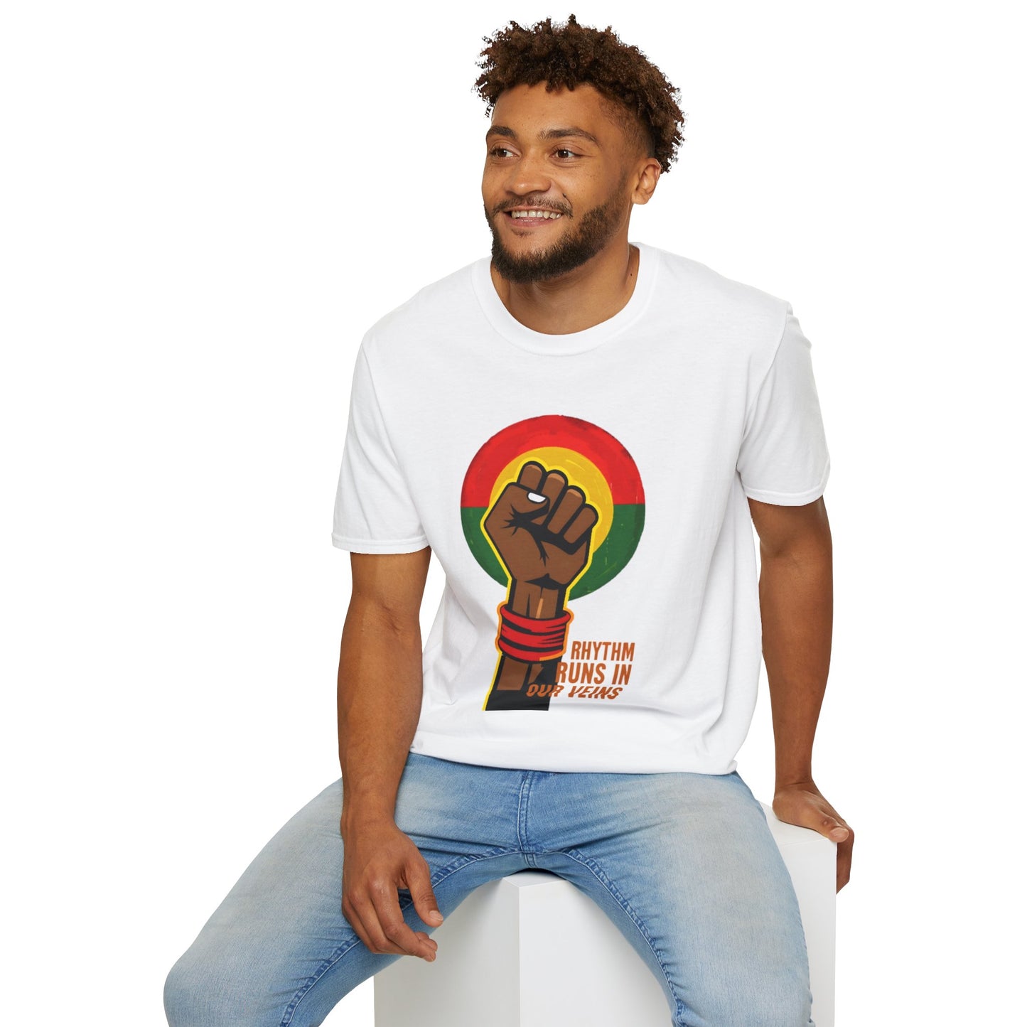 "Rhythm Runs in Our Veins" - Afrocentric Inspirational Tee