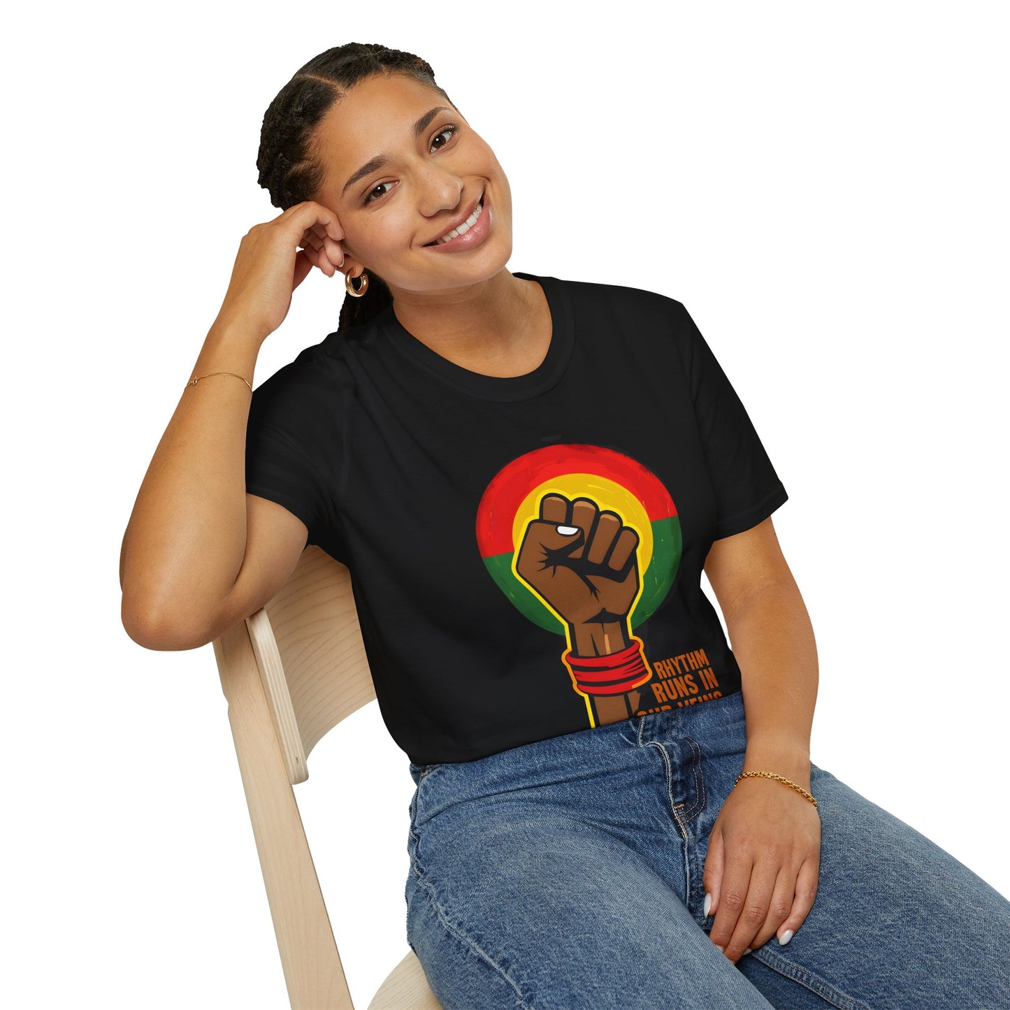 "Rhythm Runs in Our Veins" - Afrocentric Inspirational Tee