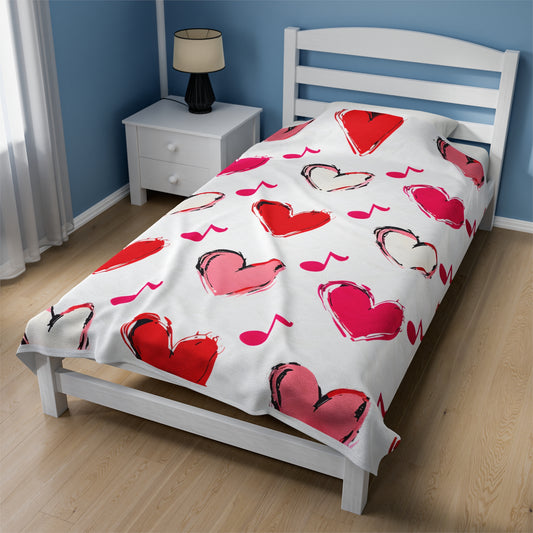 "Love and Music" Velveteen Plush Blanket