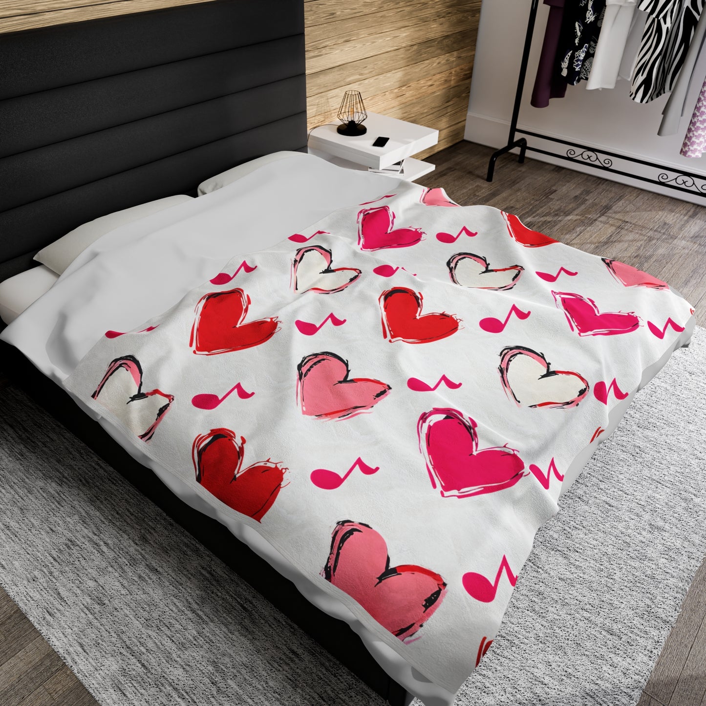 "Love and Music" Velveteen Plush Blanket