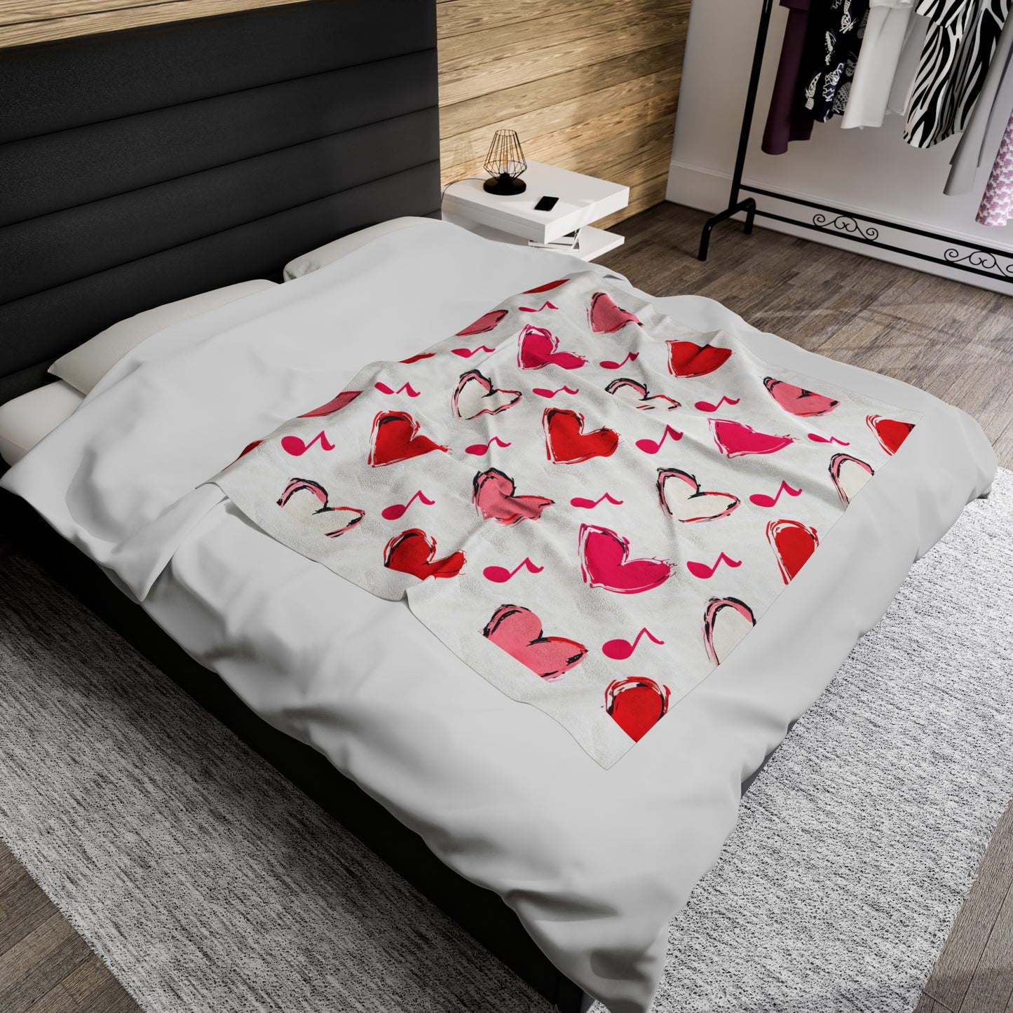 "Love and Music" Velveteen Plush Blanket